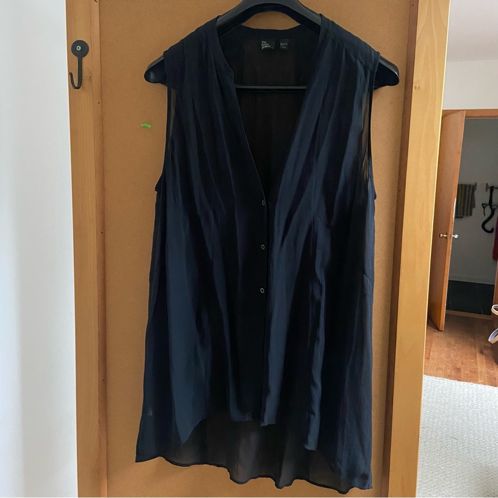 Eileen Fisher black silk tunic sleeveless layering piece XL